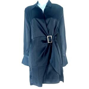 House of Harlowe Satin Navy Blue Dress With Silver & Clear Stone Embell. Size XS